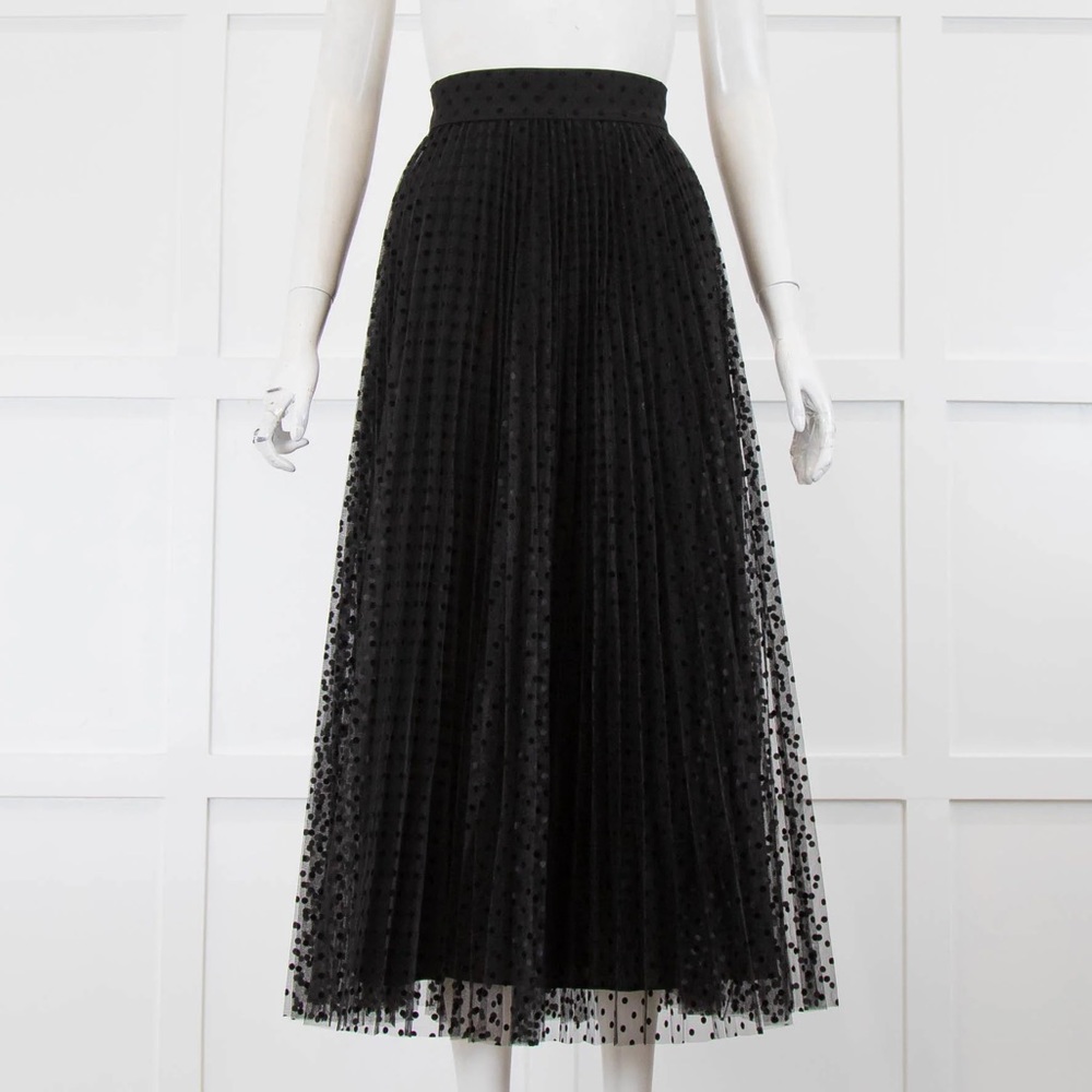 NWT Zimmermann size 1 black tulle polka dot midi skirt